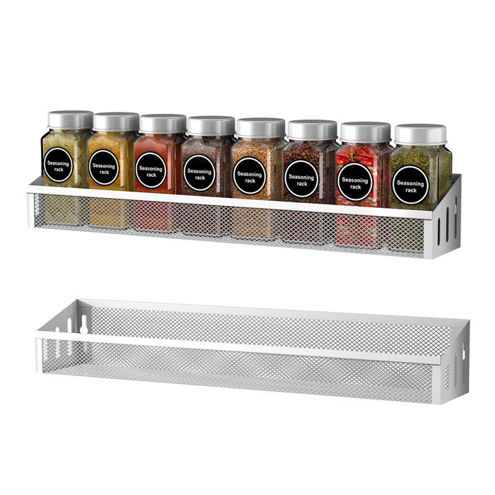Prep & Savour 2 Pack Metal Spice Rack Wall Mounted Spice Rack Organizer